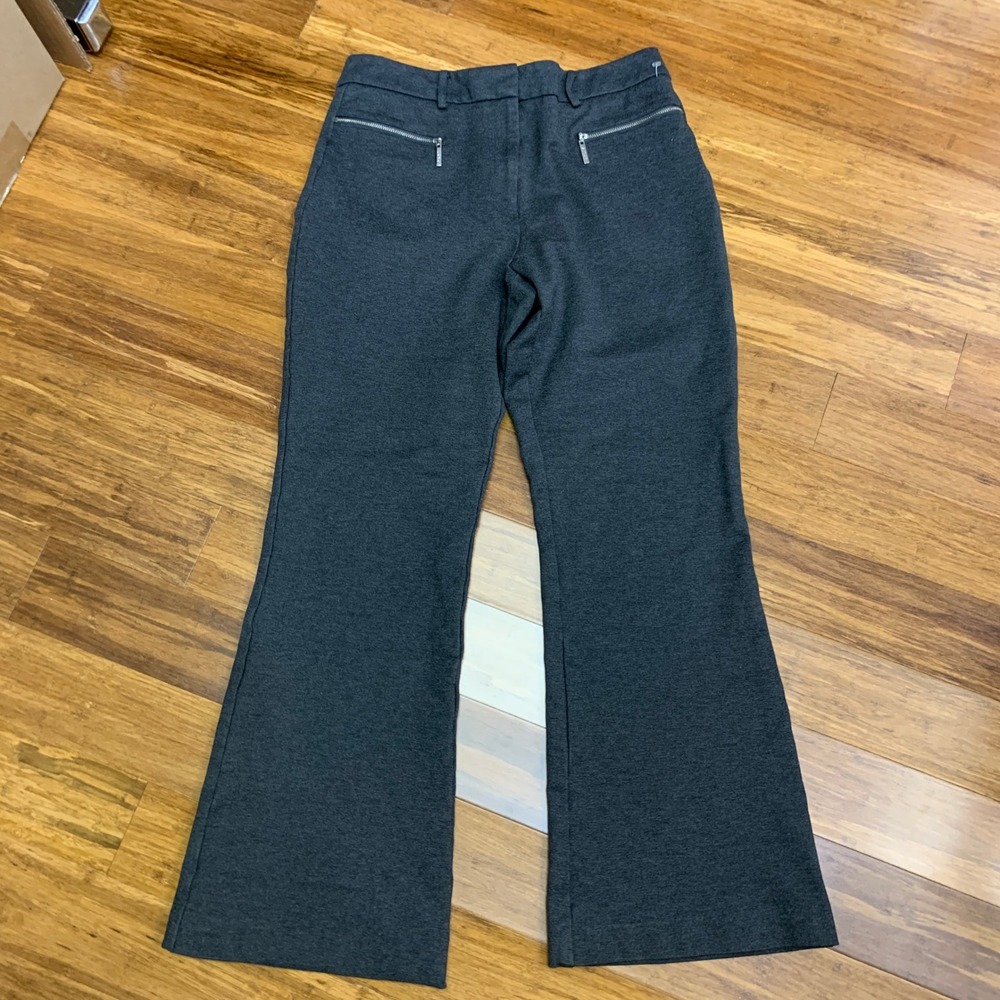 DKNY Womens Gray Flare Pants Zipper Pockets Stretch Size‎ 10 Workwear Career